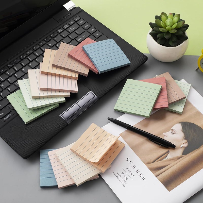 Kozerite (16 Pack) Lined Sticky Notes 3x3 in Ruled Stickies Super Sticking Power Memo Pads Vintage Colors - Image 4